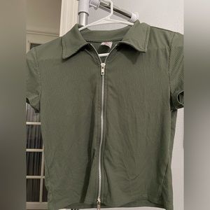 Green zip up shirt